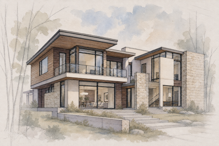 Architectural house study from the Watercolor illustration workflow.