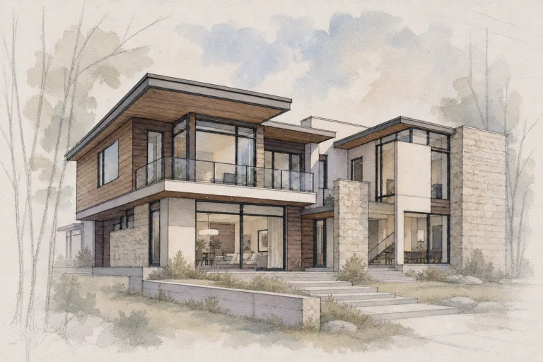 Architectural house study from the Watercolor illustration workflow.
